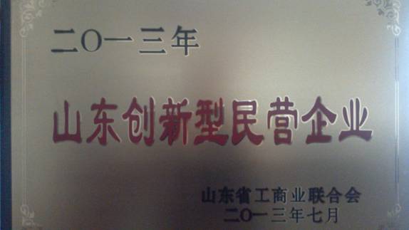 热烈祝贺公司荣获“山东创新型民营企业”荣誉称号(图1)